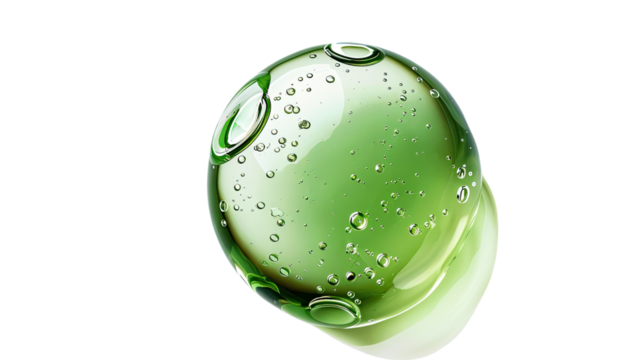 Green cosmetics liquid ball on a transparent background