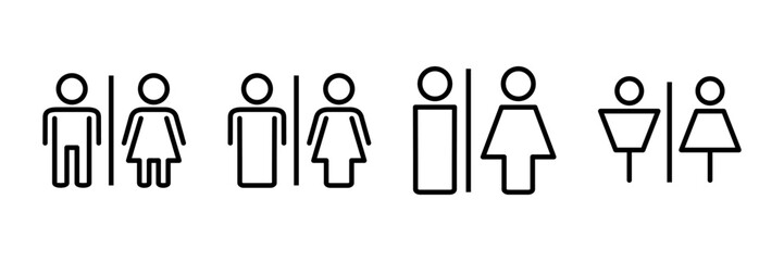 Toilet icon vector isolated on white background. Toilet sign. Man and woman restroom sign vector. Male and female icon