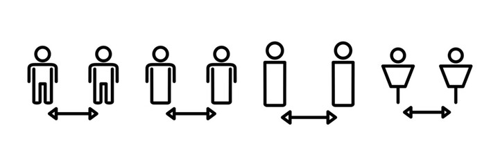 Social distancing icon vector isolated on white background. Keep distance sign. Coronavirus. Social Distancing and Self Quarantine.