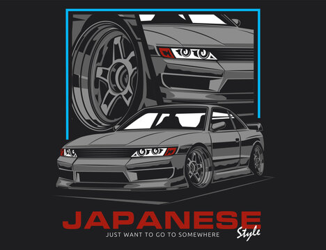 90s car enthusiast t-shirt design with text for vector illustration graphic