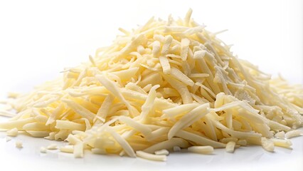 Grated mozzarella cheese texture close-up on a white background, grated, mozzarella, cheese, texture, close-up, food, ingredient