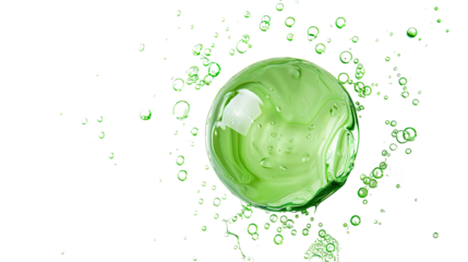 Green cosmetics liquid ball on a transparent background