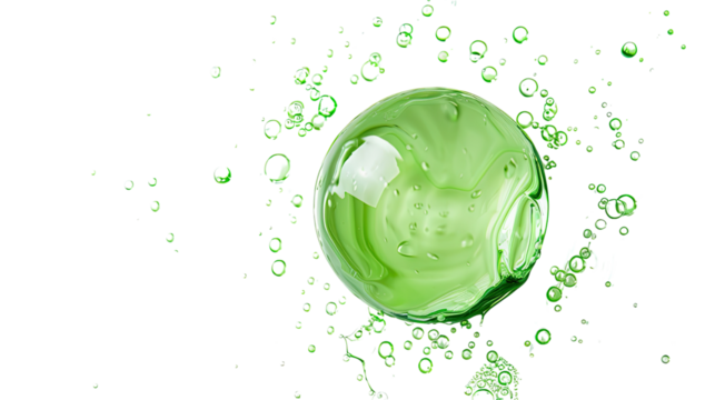 Green cosmetics liquid ball on a transparent background