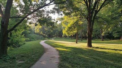 Fototapeta premium The pathway next to the park s boundary