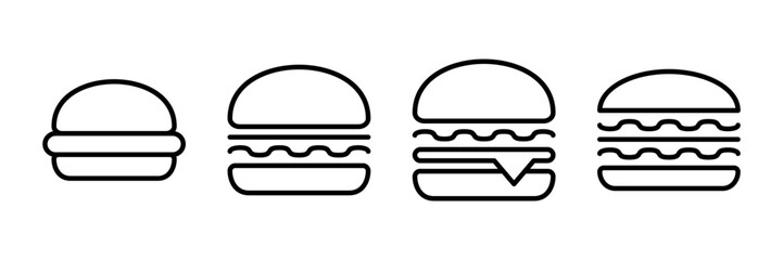 Obraz premium Hamburger icon vector isolated on white background. Burger and hamburger icon. Fast food vector icon