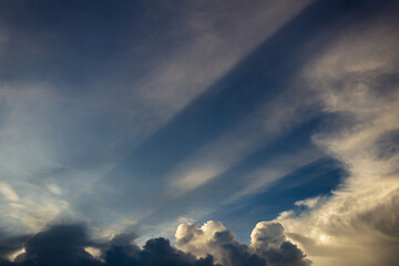 big sun rays in the sky at sunset