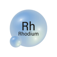 Rhodium element icon. Blue gradient sphere. Atomic symbol Rh. Vector illustration.