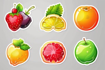 fruit vector labels and stickers