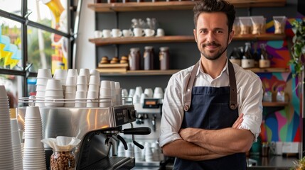 Fototapeta premium The barista behind the counter