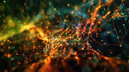 The image is showing a bunch of colorful dots connected by lines on a dark background. The colors of the dots and lines are bright and vibrant, and the overall effect is one of excitement and energy