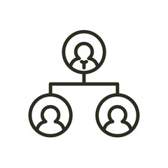 Organization company structure outline icon. Team structure vector icon. Corporate business hierarchy chart illustration image