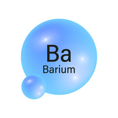 Barium element icon. Blue gradient spheres. Vector chemistry symbol. Shiny reflective design.