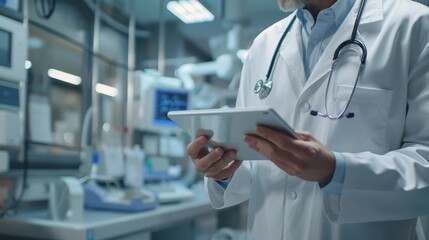 The doctor with tablet