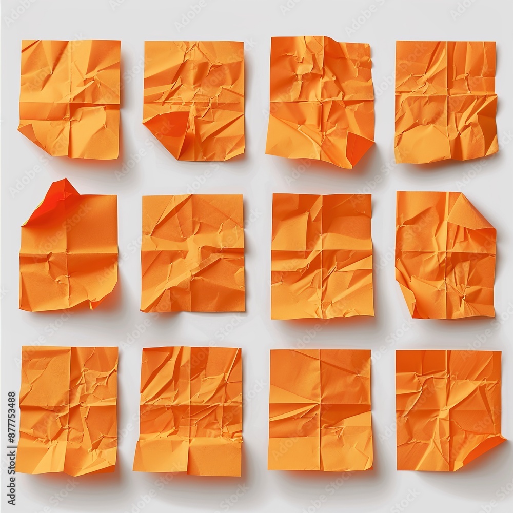 Poster discover a cluster of orange sticky post-it notes with diverse shades and textures, strategically po