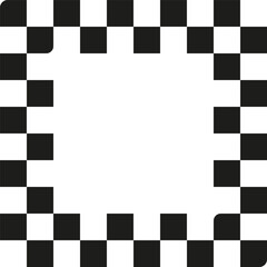Checkerboard border design. Black and white squares. Geometric frame pattern. Vector illustration.