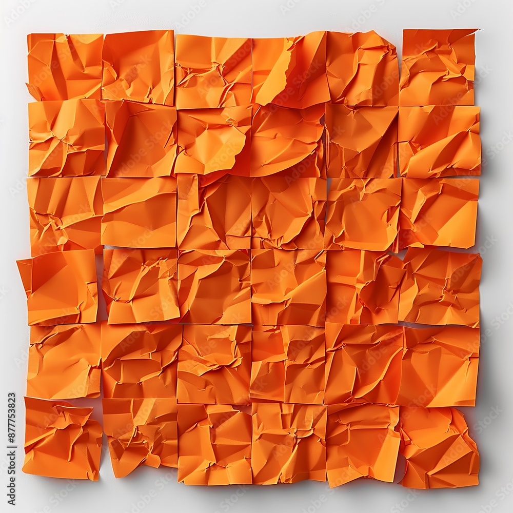 Poster discover a cluster of orange sticky post-it notes with diverse shades and textures, strategically po