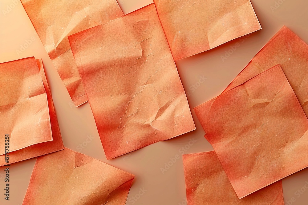 Poster discover a cluster of orange sticky post-it notes with diverse shades and textures, strategically po