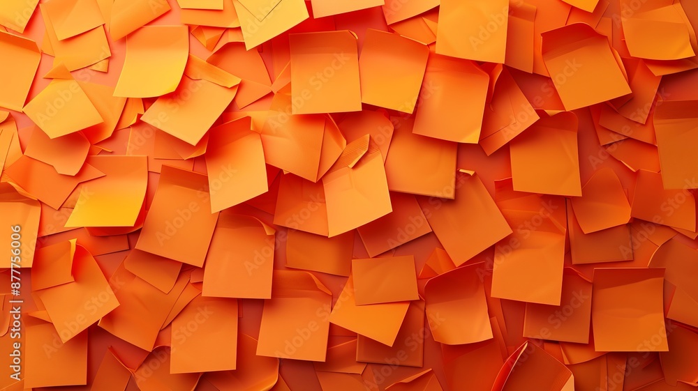 Poster discover a cluster of orange sticky post-it notes with diverse shades and textures, strategically po