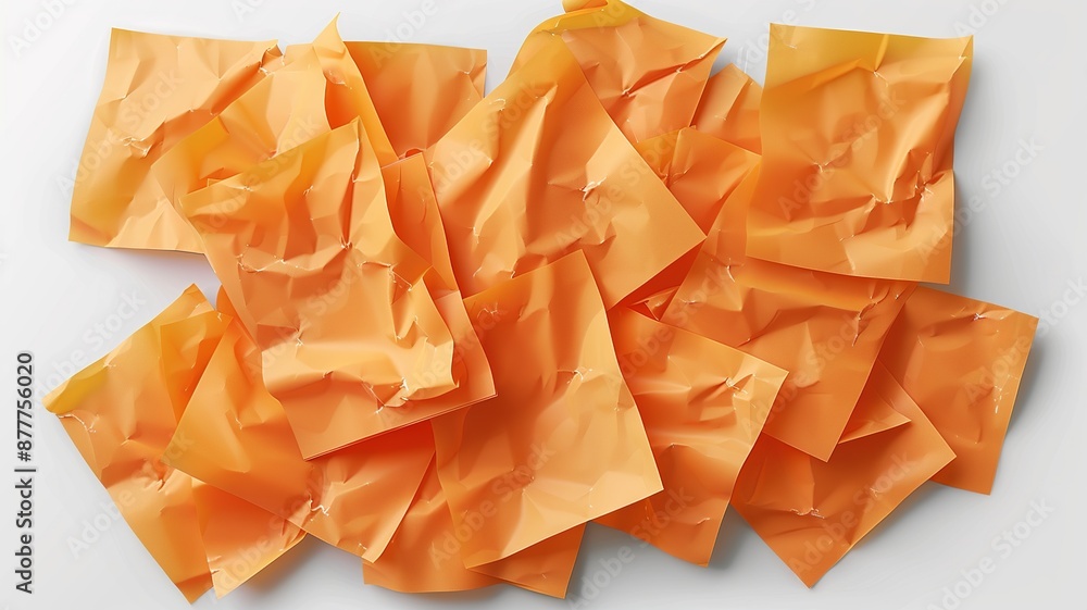 Poster discover a cluster of orange sticky post-it notes with diverse shades and textures, strategically po