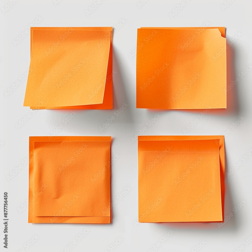 Poster discover a cluster of orange sticky post-it notes with diverse shades and textures, strategically po