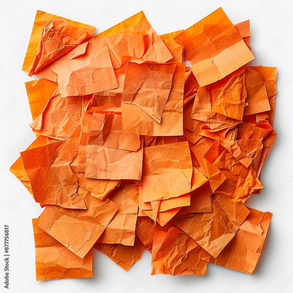 Poster discover a cluster of orange sticky post-it notes with diverse shades and textures, strategically po