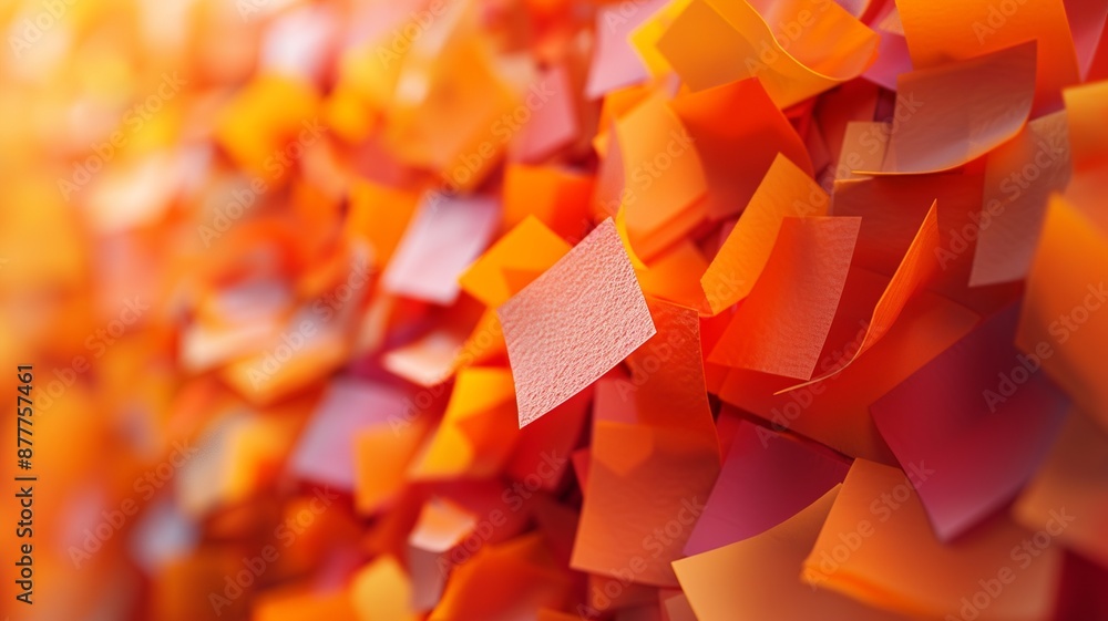 Poster discover a cluster of orange sticky post-it notes with diverse shades and textures, strategically po