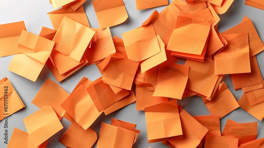 Poster discover a cluster of orange sticky post-it notes with diverse shades and textures, strategically po