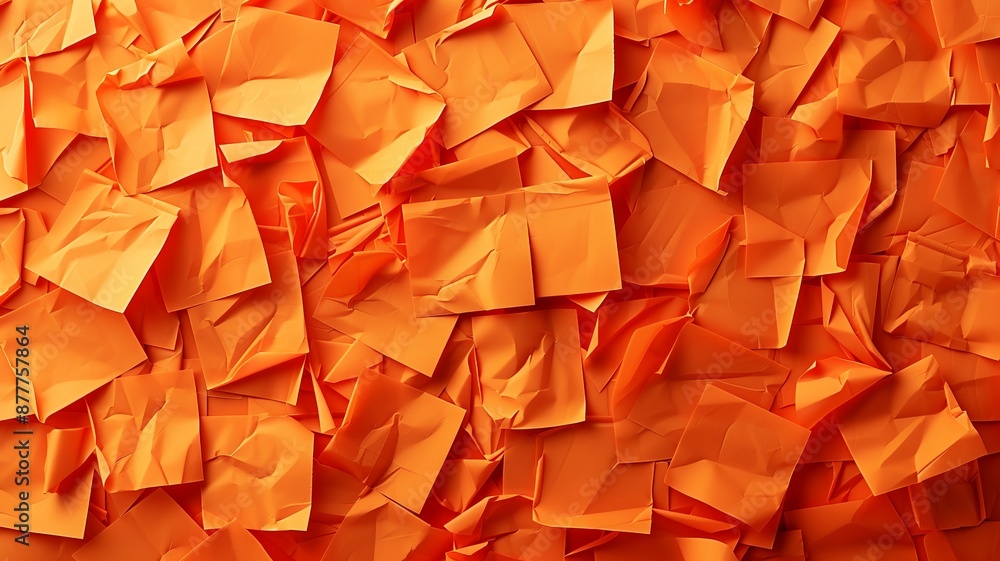 Poster discover a cluster of orange sticky post-it notes with diverse shades and textures, strategically po
