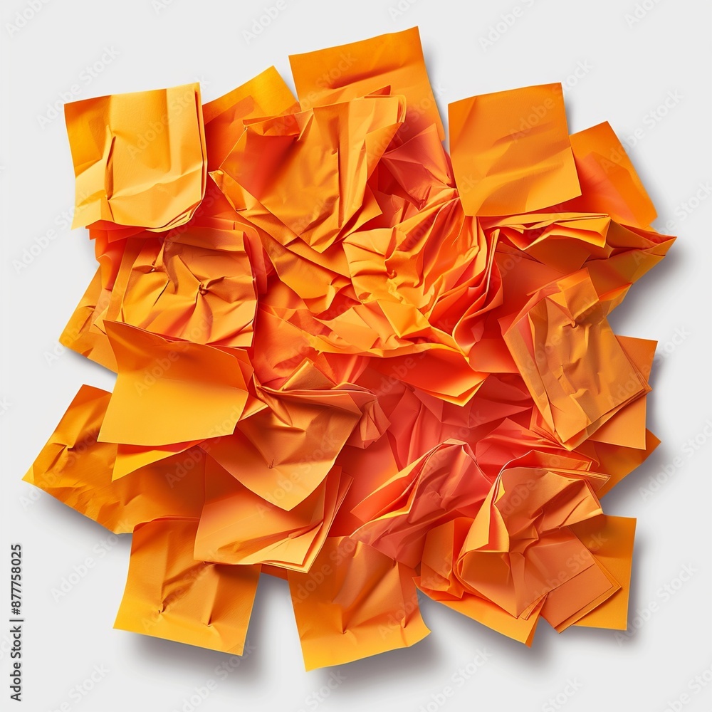 Poster discover a cluster of orange sticky post-it notes with diverse shades and textures, strategically po