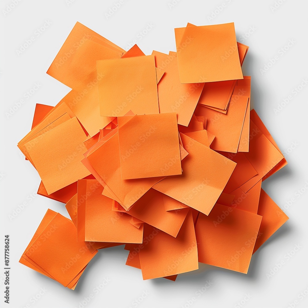 Poster discover a cluster of orange sticky post-it notes with diverse shades and textures, strategically po