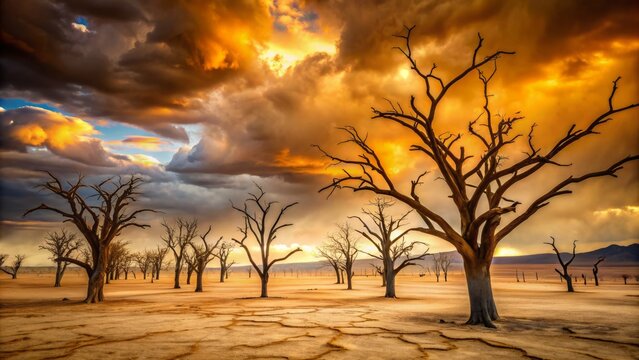 Deadvlei, Namibia. A Sea Of Petrified Trees In The Middle Of The Desert