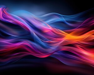 Fototapeta premium A colorful wave of light with a blue and orange stripe. The colors are vibrant and the wave is long and flowing