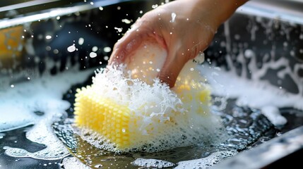 Fototapeta premium Efficient Dish Washing Tips Using a Sponge