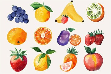 fruits watercolor style