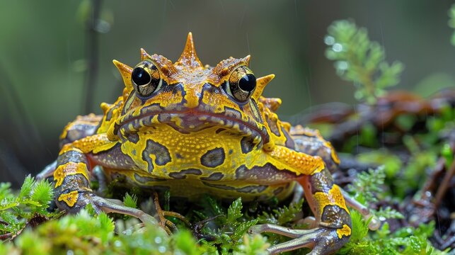 Endemic Terrestrial Frog Cranwell s horned frog Ceratophrys cranwelli also known as Chacoan horned frog with yellow pattern
