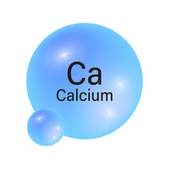 Calcium element icon. Blue gradient spheres. Vector chemistry symbol. Glossy reflective design.