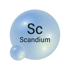 Scandium element icon. Sc symbol. Blue gradient spheres. Vector illustration.