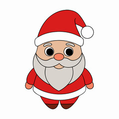 Funny Christmas Baby Cute Santa Claus with Santa Claus Hat Clipart Vector Illustration