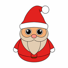 Funny Christmas Baby Cute Santa Claus with Santa Claus Hat Clipart Vector Illustration