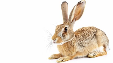 Obraz premium A Brown Rabbit Lying on a White Background