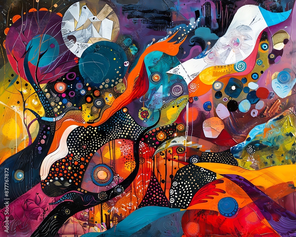 Poster abstract art with vibrant colors