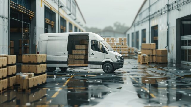The delivery van in warehouse