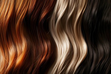 Fototapeta premium Shiny, natural hair extensions in various colors