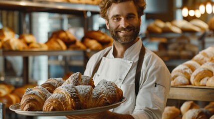 The Baker Holding Croissants