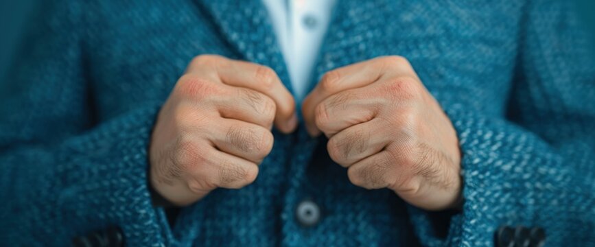 Displaced employee adjusting suit, symbolizing resilience