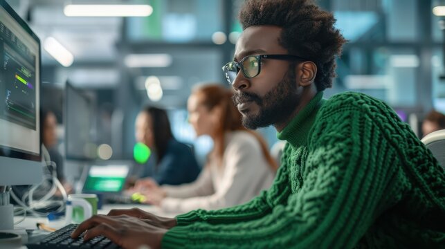 The focused programmer at work