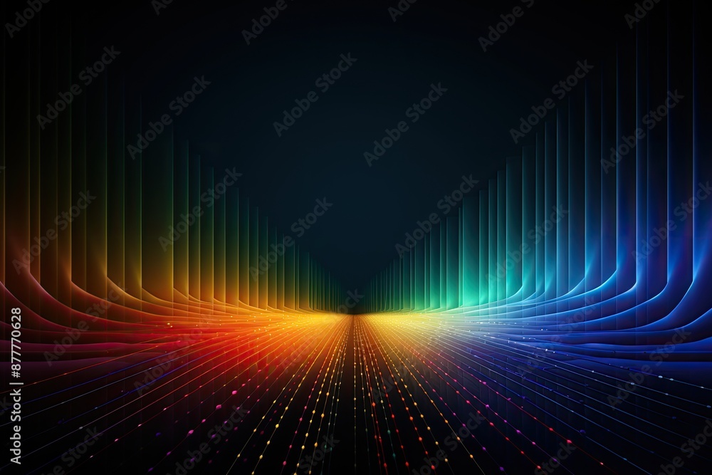Poster a colorful line of light in the dark, depiction of the Doppler broadening effect in spectral lines