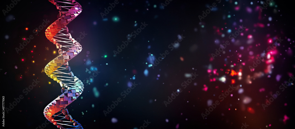 Aufkleber a double strand of dna against a background of stars, dnhelix pattern representing the building bloc