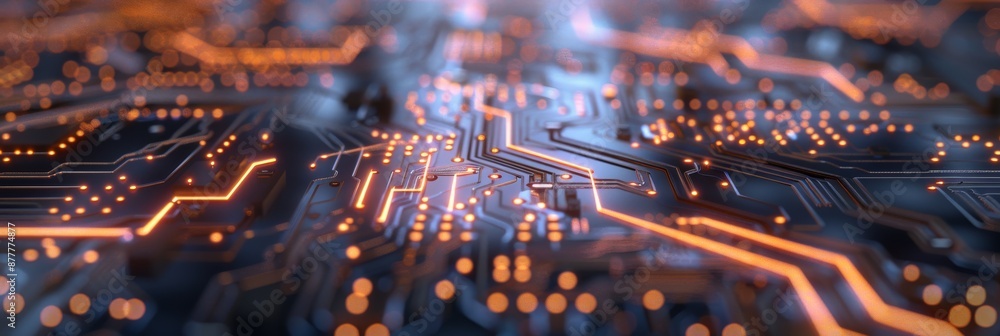 Poster futuristic technology integration in 3d illustration with seamless backdrop