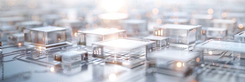 Aufkleber futuristic network of interconnected devices in 3d realism on solid background